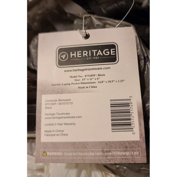 Heritage Travelware Polka Dot 15" Laptop Backpack Black Multi Compartments NWT - Picture 8 of 9